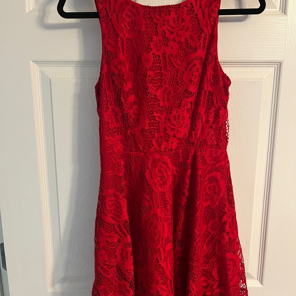 Speechless Vibrant Red Lace Dress